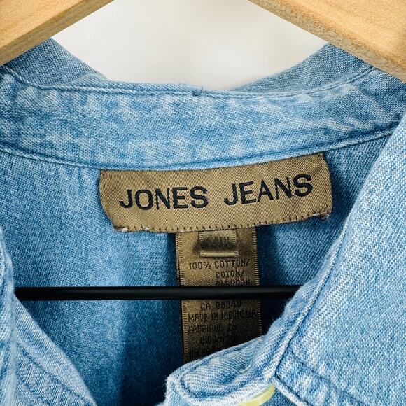 Vintage Jones Jeans 90s Chambray Button Down Closet Staple Shirt Womens Size 14W - Picture 3 of 6